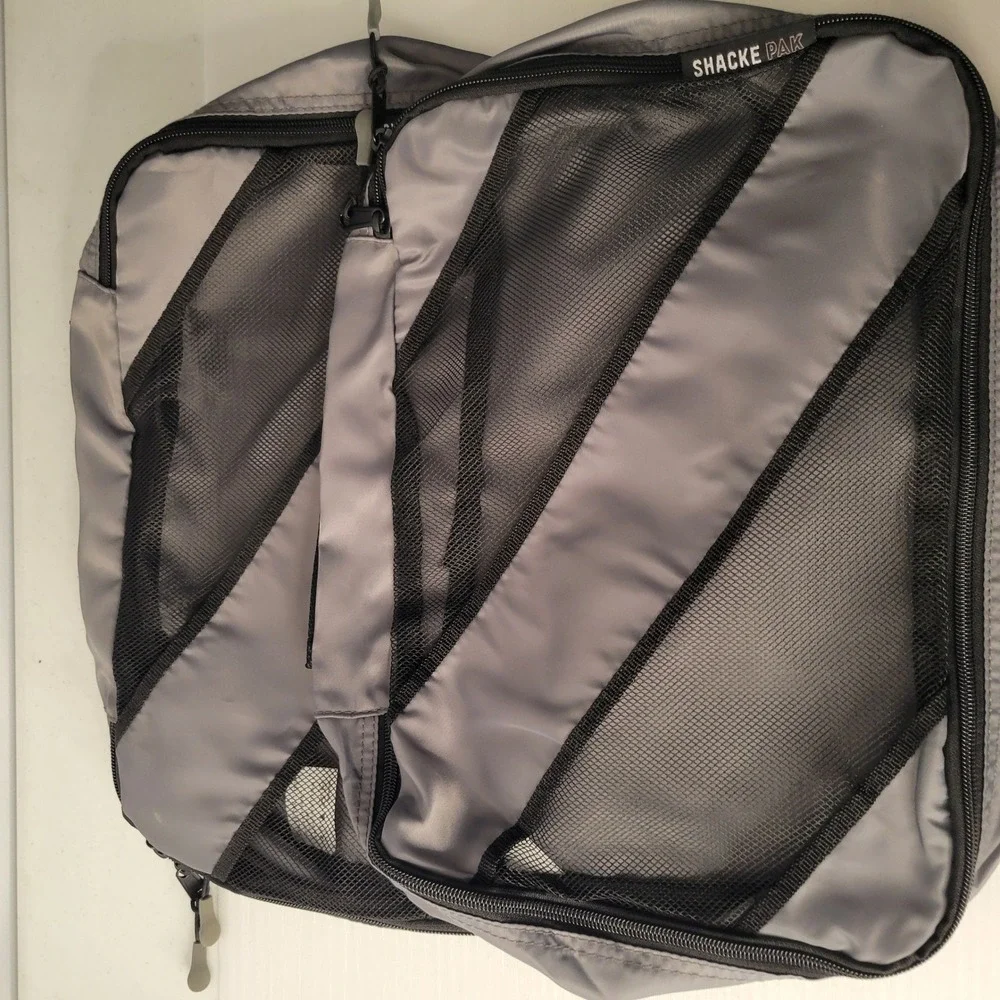 Shacke Pak Packing Cube Set 2 Large 3 Small Grey Nylon Travel Luggage Organizers